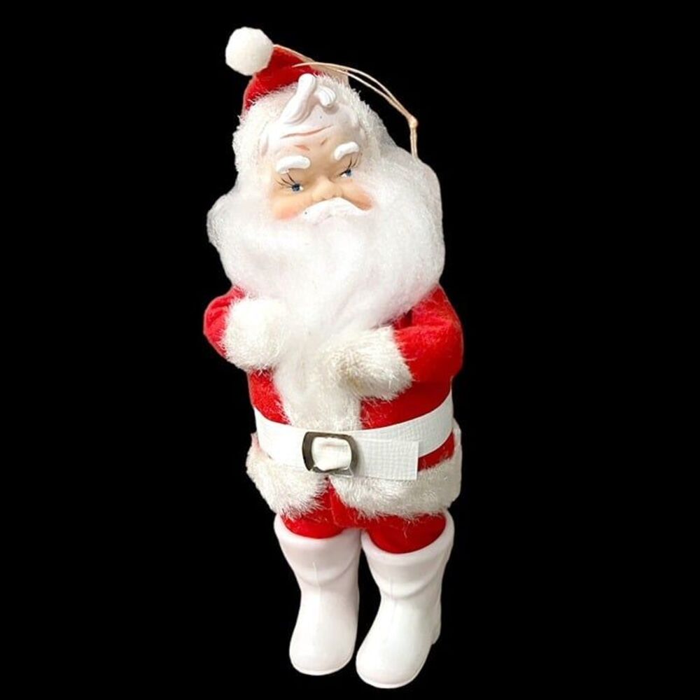 1950's Vintage Santa Claus Doll Vinyl Face Santa Ornament